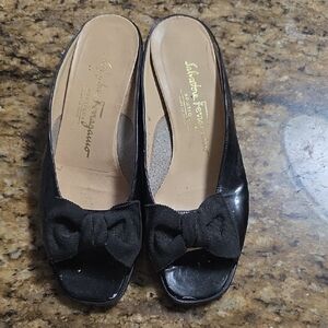 Salvatore Ferragamo Black Bow Mules